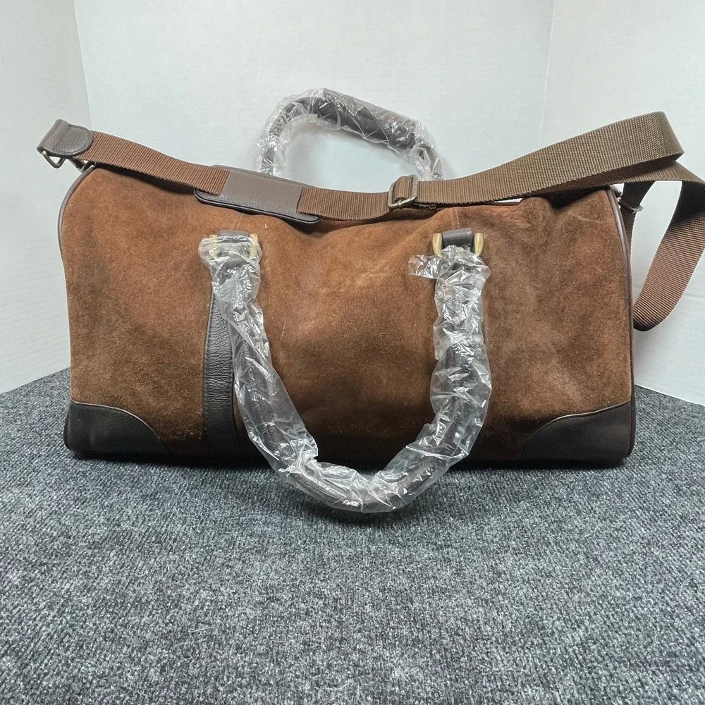 Marlboro Leather Duffel Bag Large Brown Suede Vtg Western Travel Bag 2003 RARE